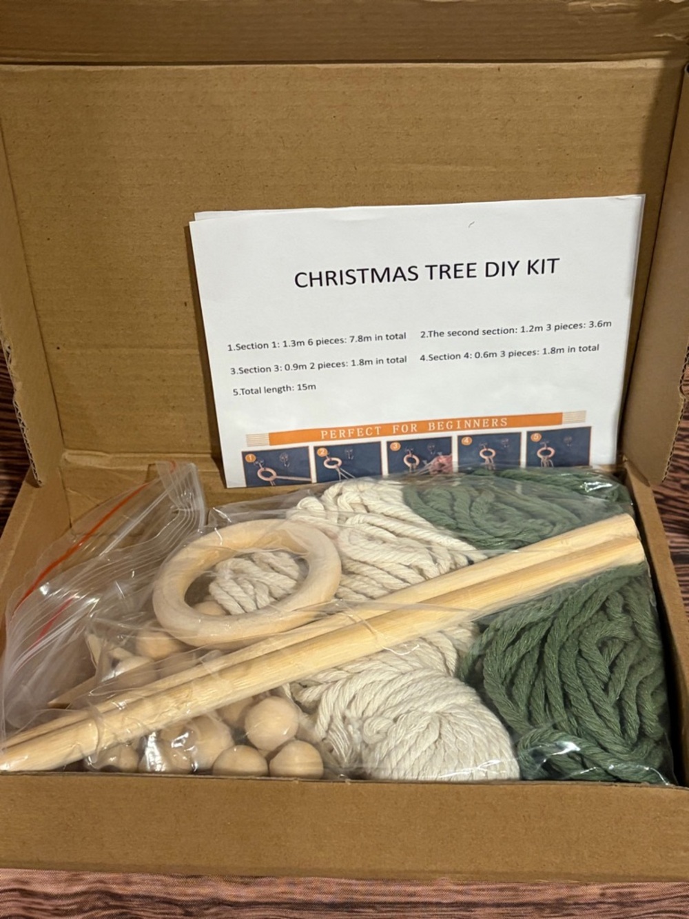 DIY Christmas Tree Macrame Kit - Green & Cream